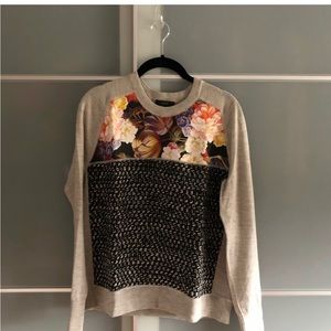 J. Crew Crewneck Wool Sweater with Silk Details.